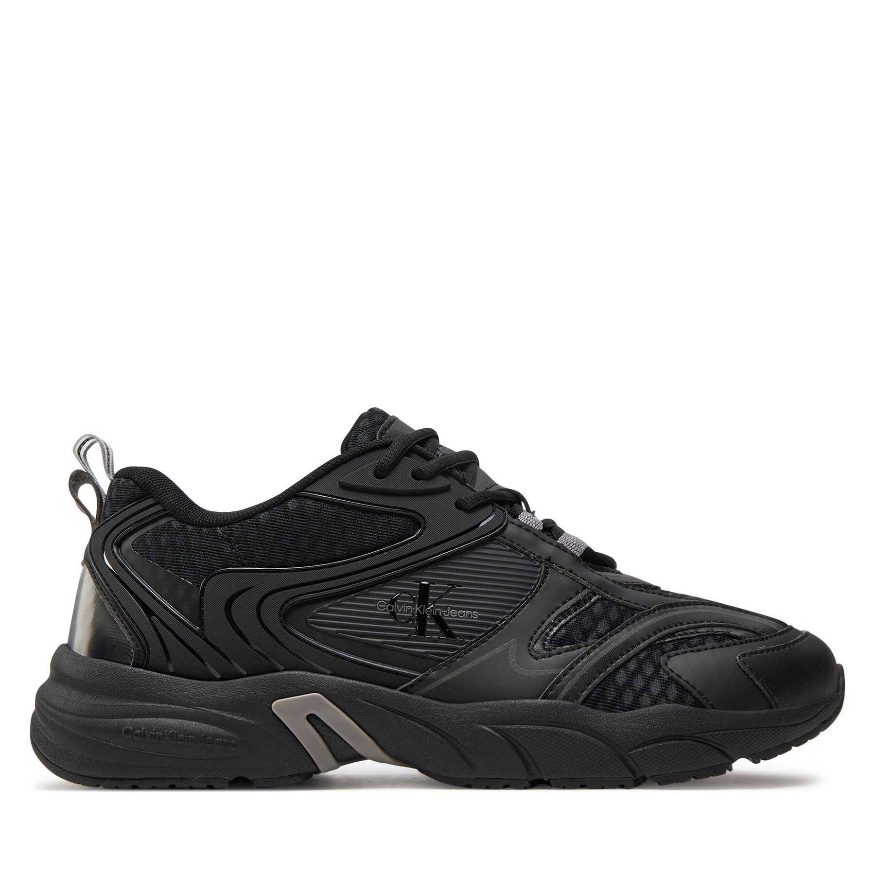 Sneakers Calvin Klein Jeans Retro Tennis Low Mix Ml Met YM0YM00931 Triple Black 0GT von Calvin Klein Jeans