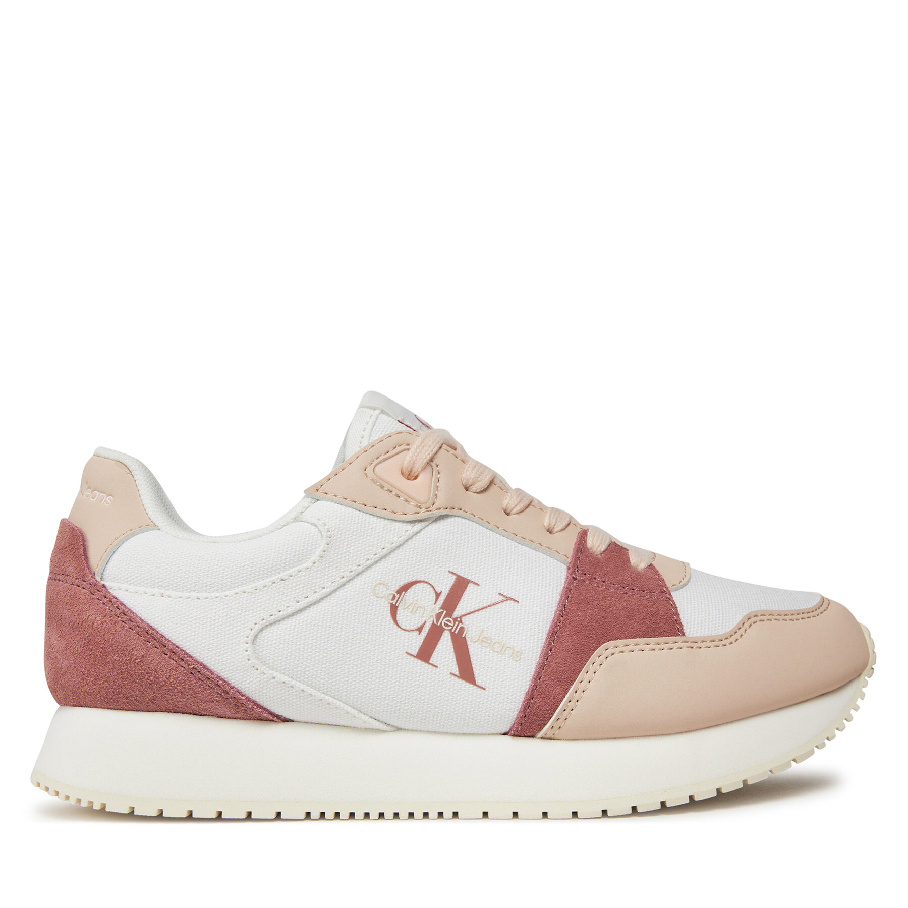 Sneakers Calvin Klein Jeans Runner Low Lace Mix Ml Btw YW0YW01436 Bright White/Whisper Pink 02S von Calvin Klein Jeans