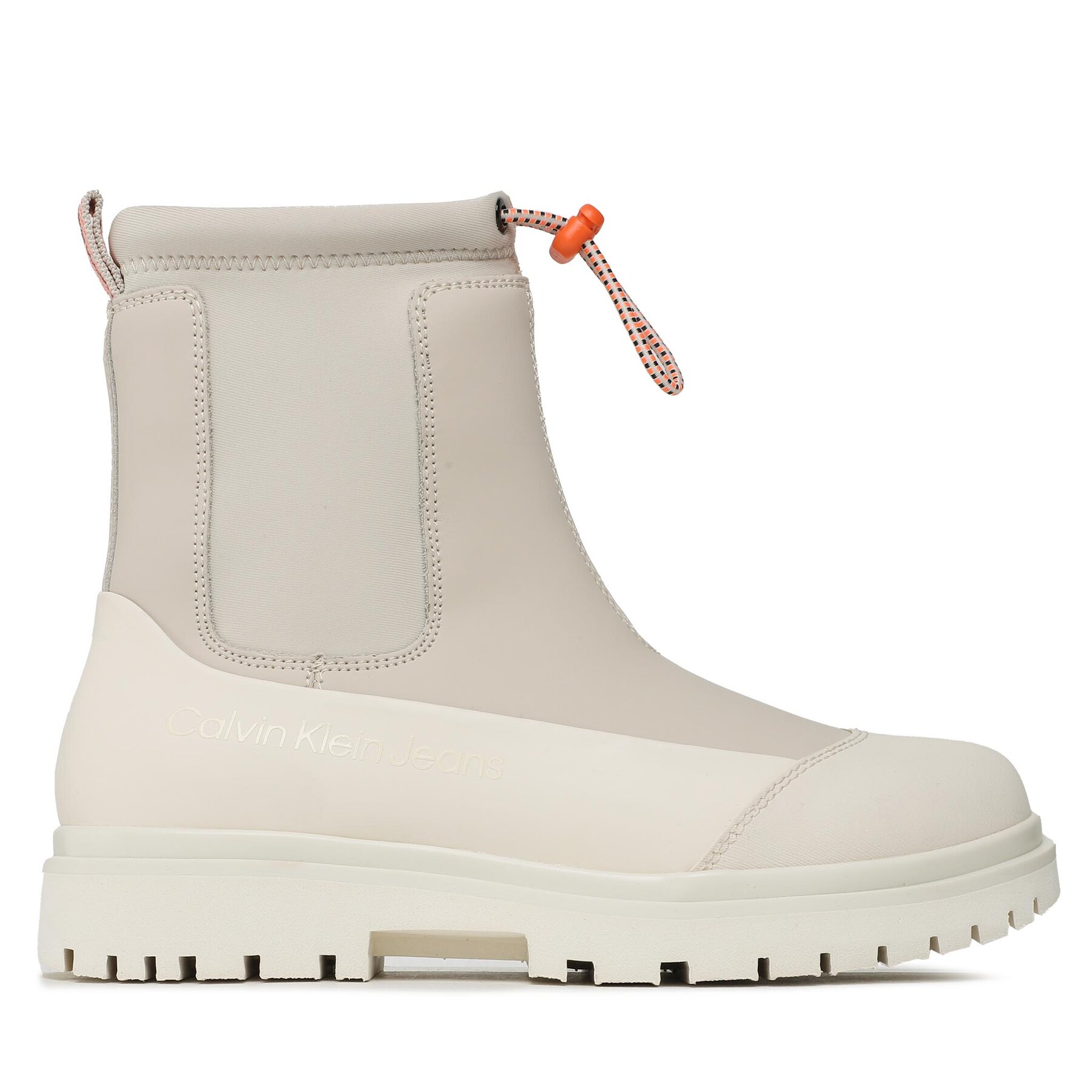 Stiefeletten Calvin Klein Jeans Chunky Combat Chelsea Boot Rub YW0YW01065 Eggshell/Creamy White ACF von Calvin Klein Jeans