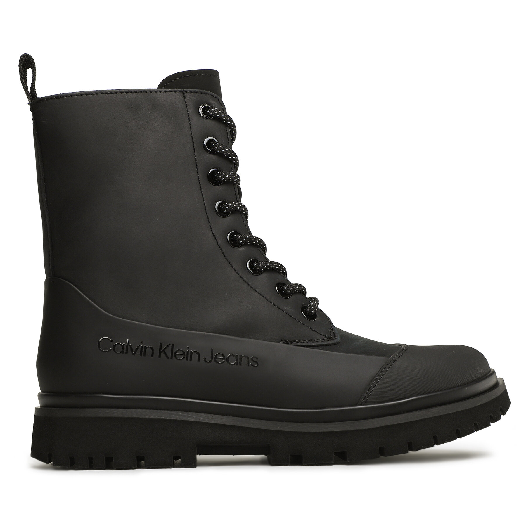 Stiefeletten Calvin Klein Jeans Chunky Combat Laceup Boot Rub YW0YW01066 Triple Black BEH von Calvin Klein Jeans