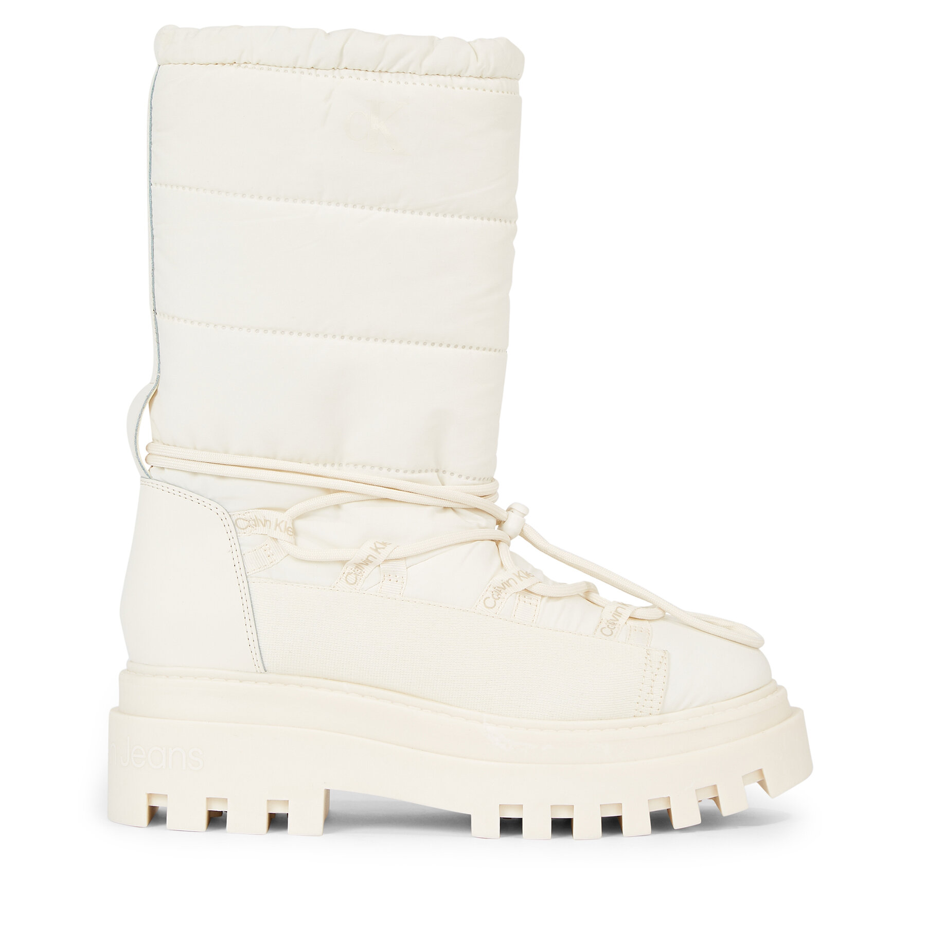 Schneeschuhe Calvin Klein Jeans Flatform Snow Boot Nylon Wn YW0YW01146 Creamy White YBI von Calvin Klein Jeans