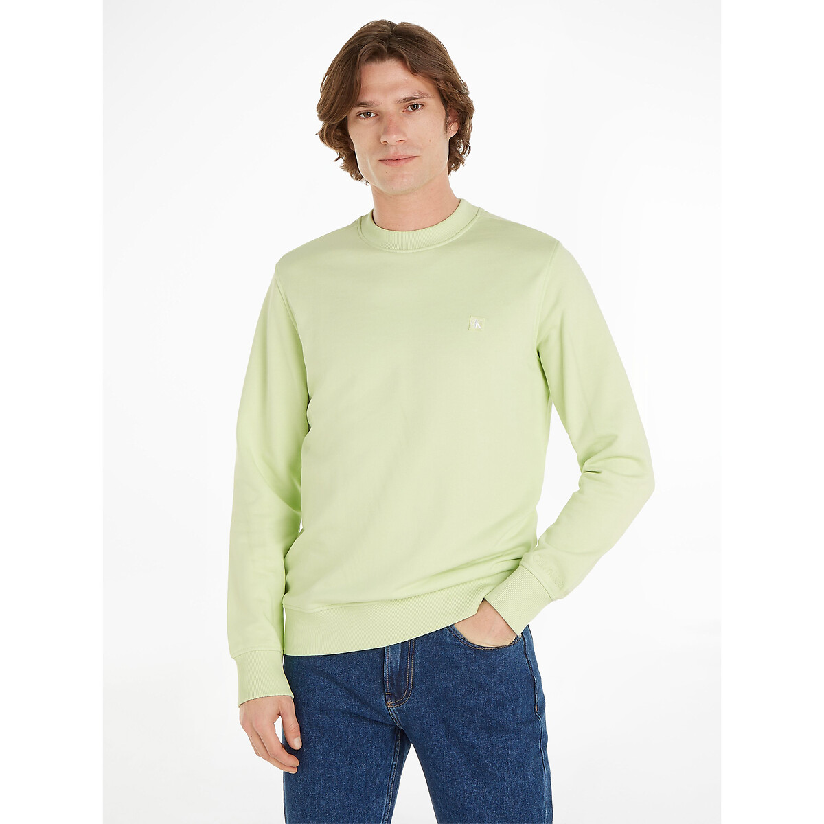 Sweatshirt mit rundem Ausschnitt und Logo-Stitching von Calvin Klein Jeans