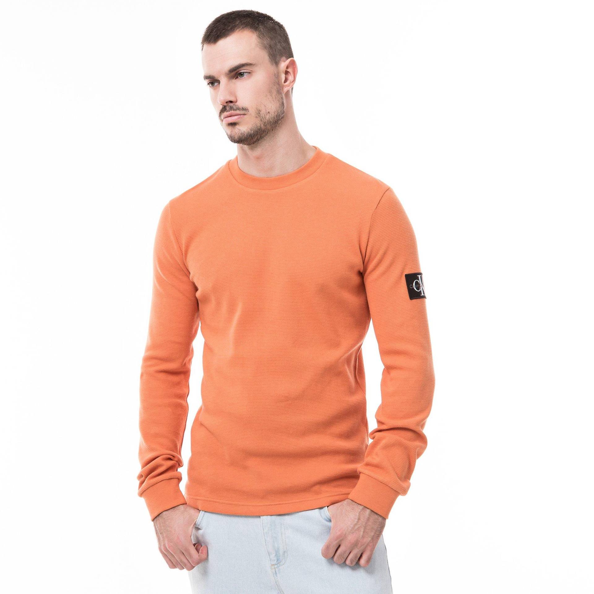 T-shirt, Langarm Herren Orange M von Calvin Klein Jeans