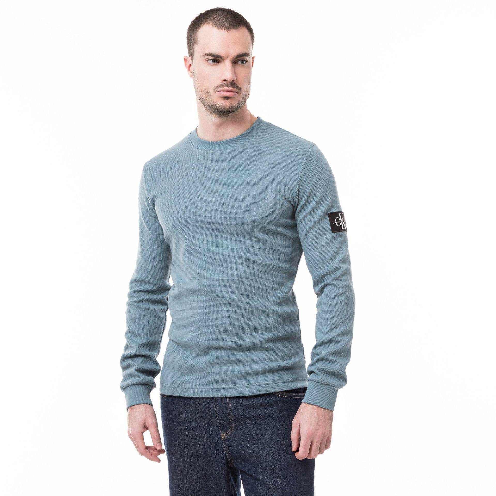 T-shirt, Langarm Herren Petroleumblau XL von Calvin Klein Jeans