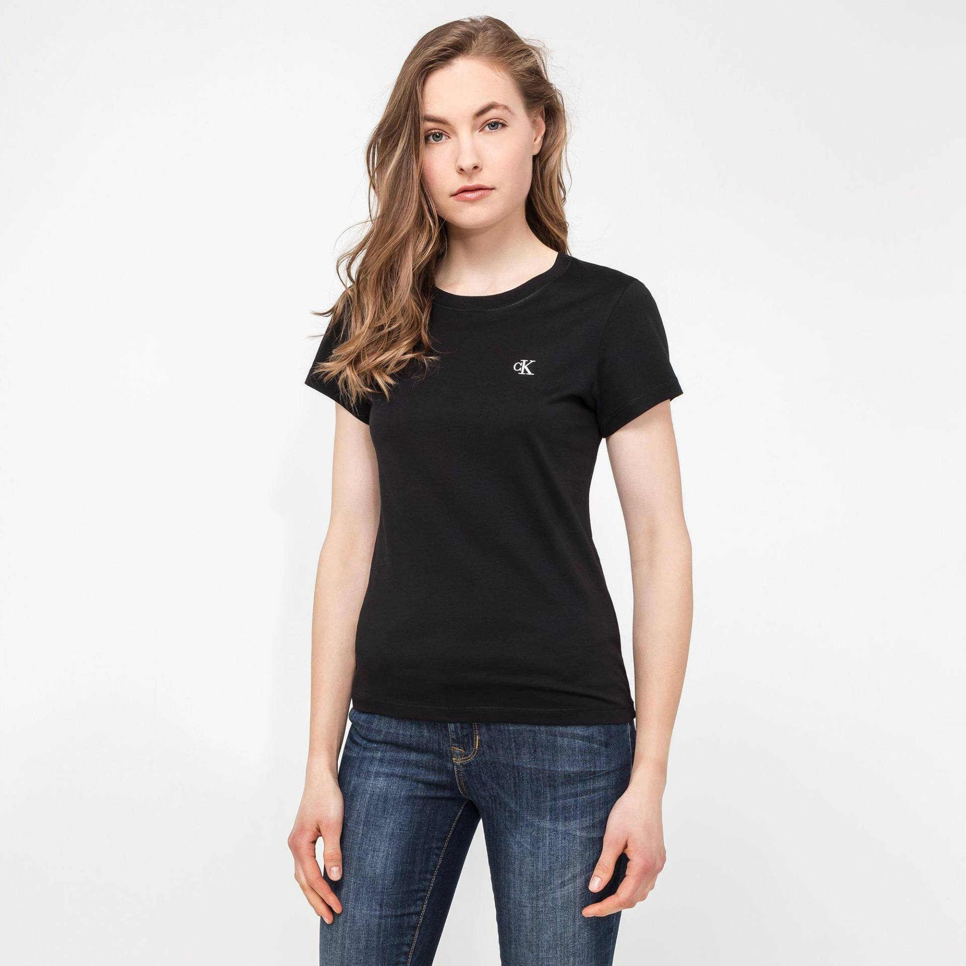 T-shirt, Rundhals, Kurzarm Damen Schwarz M von Calvin Klein Jeans