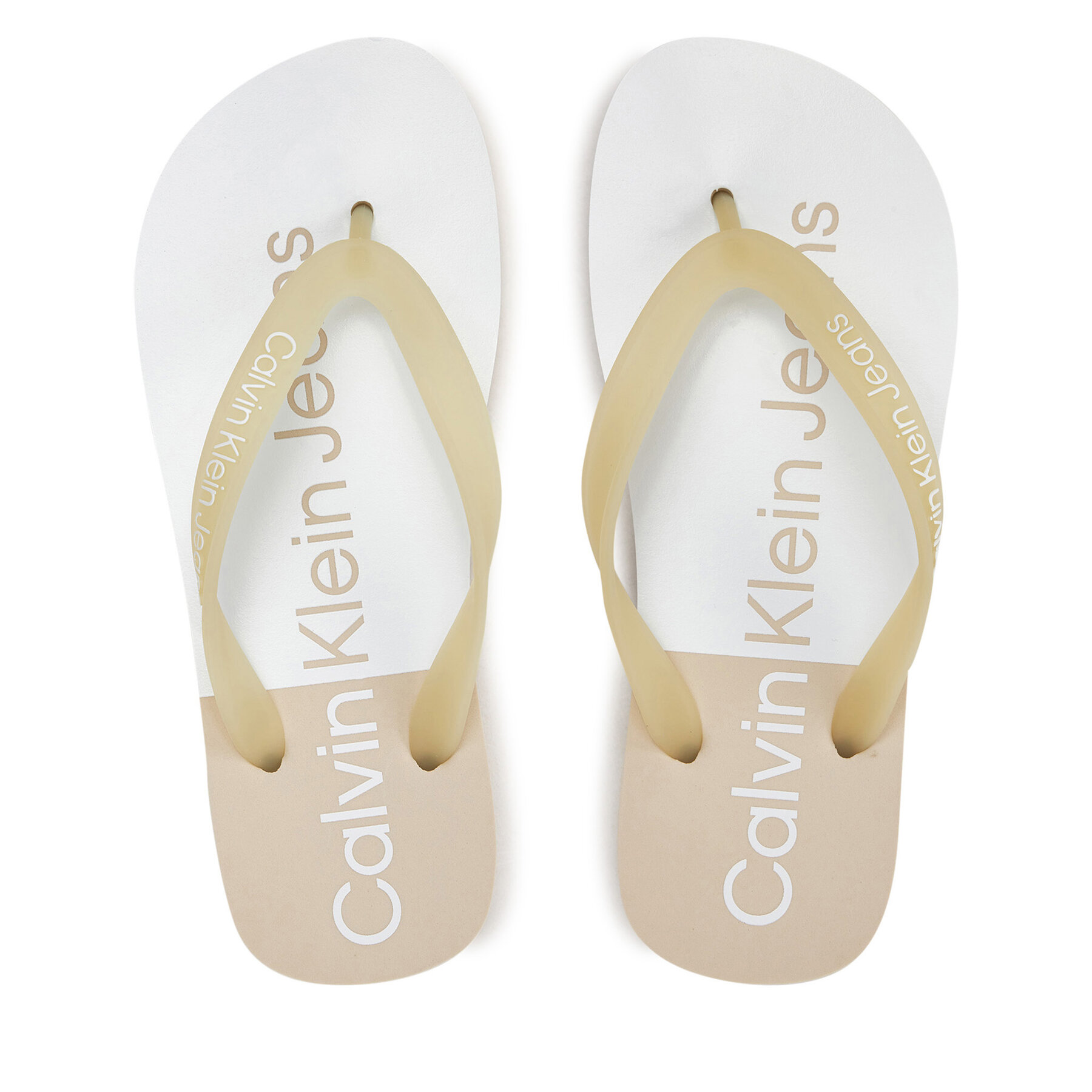 Zehentrenner Calvin Klein Jeans Beach Sandal Flatform Monologo YW0YW01617 Eggshell/White 01N von Calvin Klein Jeans