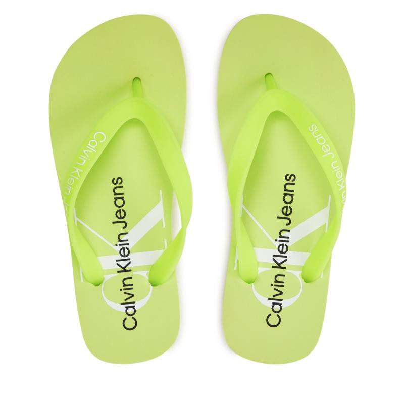 Zehentrenner Calvin Klein Jeans Beach Sandal Monologo Tpu YW0YW01246 Lime Sorbet/Bright White 0IK von Calvin Klein Jeans