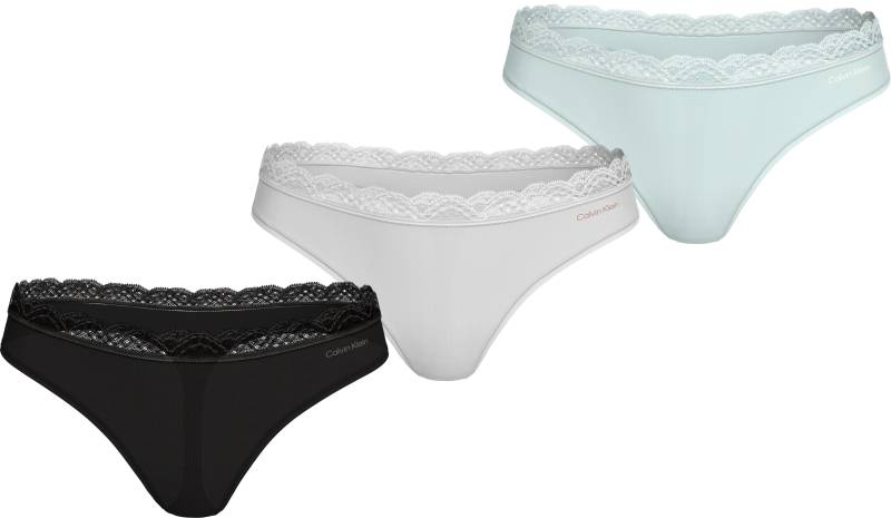 Calvin Klein Underwear String »THONG 3PK«, (Packung, 3 St., 3er-Pack), mit Spitze am Bund von Calvin Klein Underwear