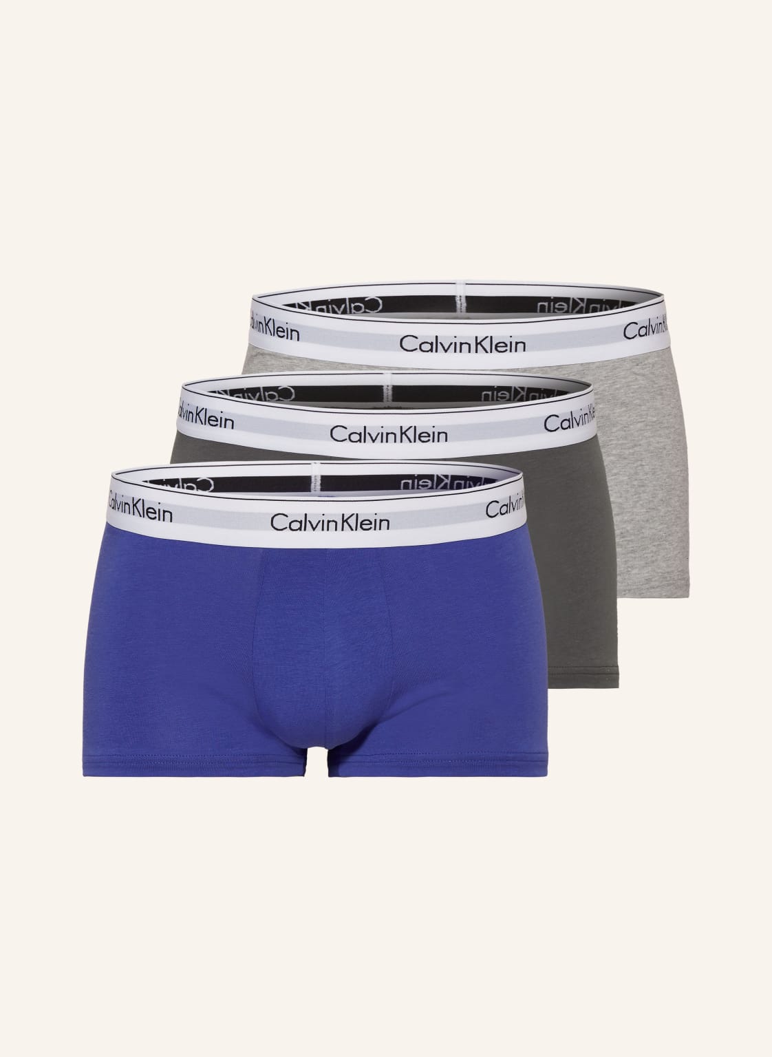 Calvin Klein 3er-Pack Boxershorts Modern Cotton Stretch Low Rise blau von Calvin Klein