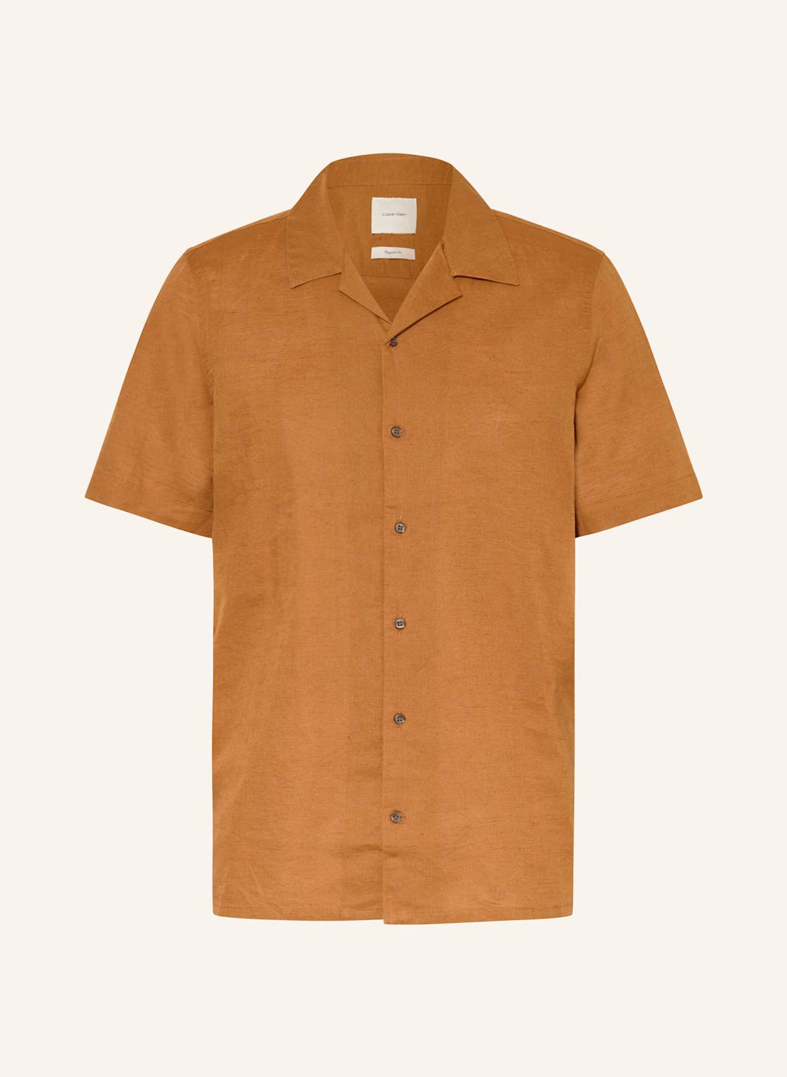 Calvin Klein Kurzarm-Hemd Regular Fit Mit Leinen braun von Calvin Klein
