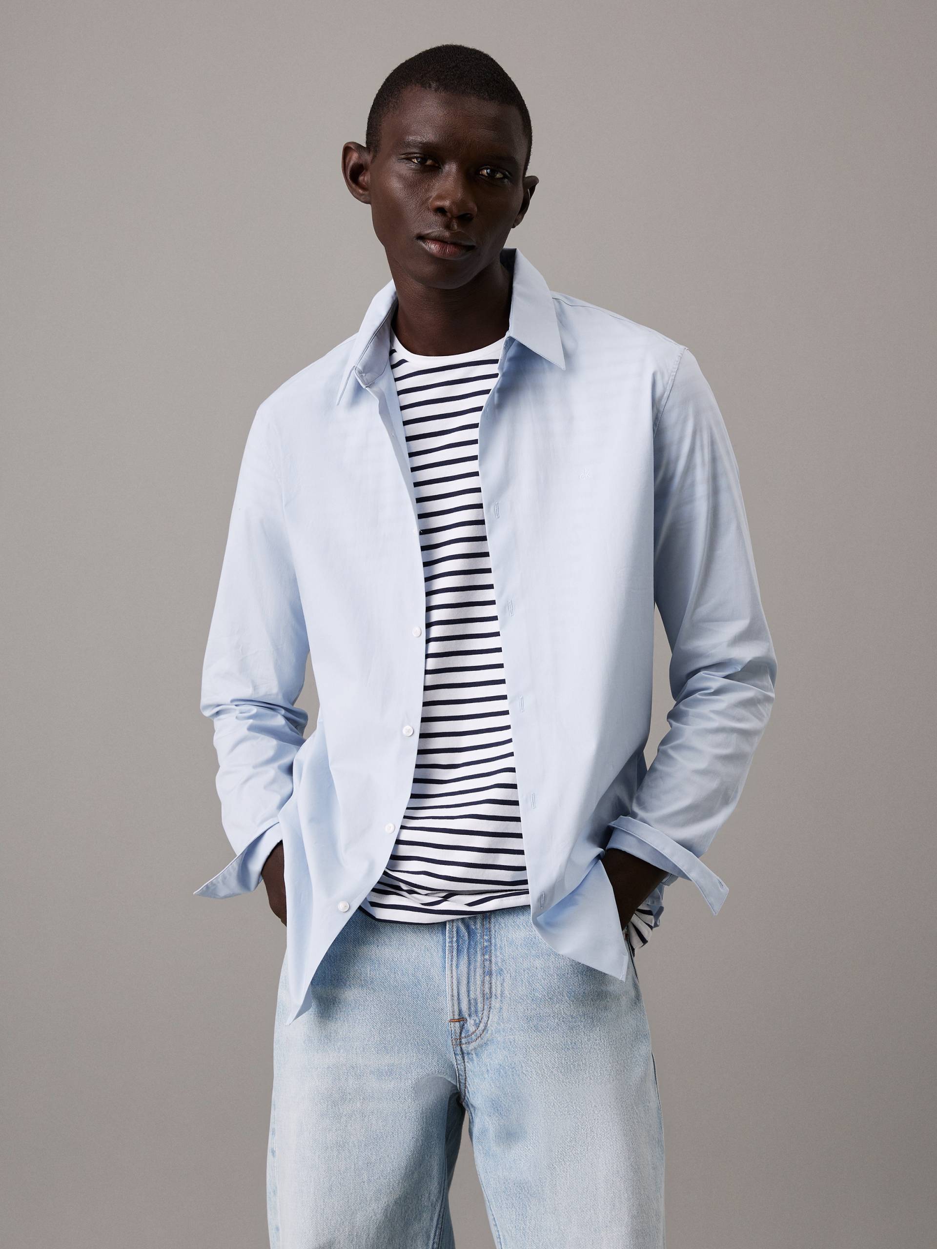 Calvin Klein Langarmhemd »LS SOLID STRETCH SLIM SHIRT«, in Unifarbe von Calvin Klein