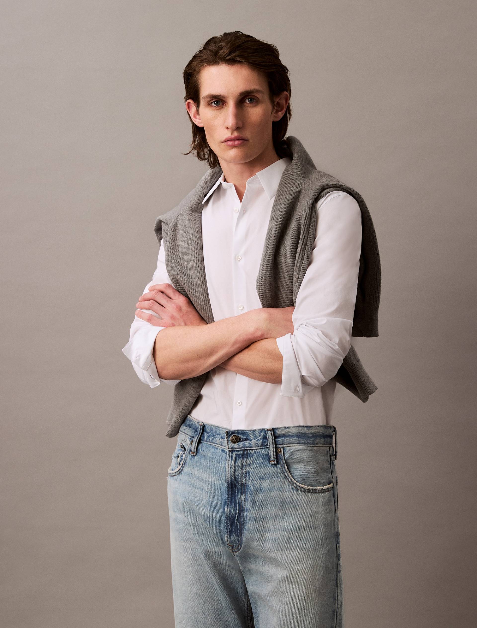 Calvin Klein Langarmhemd »LS SOLID STRETCH SLIM SHIRT«, in Unifarbe von Calvin Klein