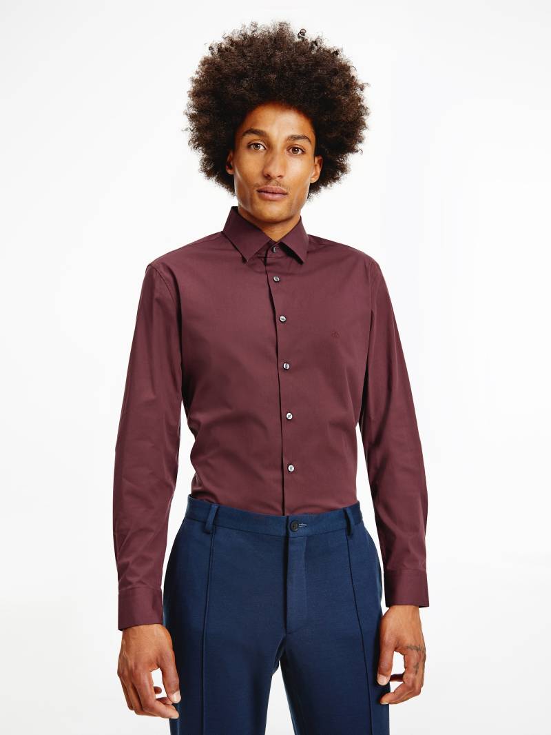 Calvin Klein Langarmhemd »POPLIN STRETCH SLIM SHIRT«, mit Logostickerei von Calvin Klein