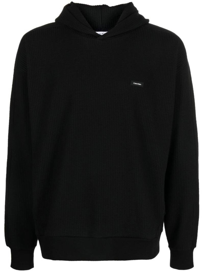 Calvin Klein Ottoman comfort ribbed hoodie - Black von Calvin Klein