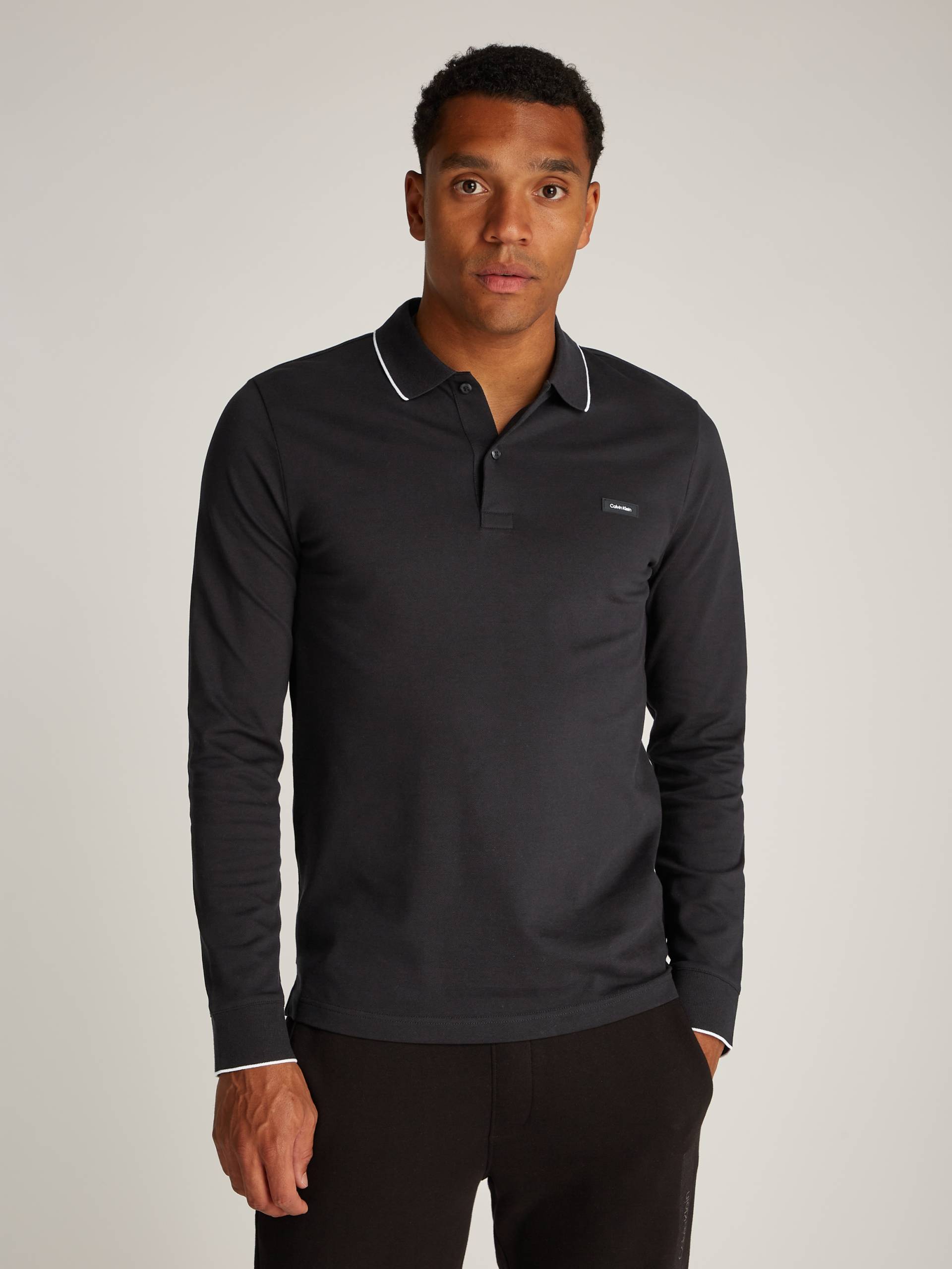 Calvin Klein Poloshirt »STRETCH PIQUE TIPPING LS POLO« von Calvin Klein