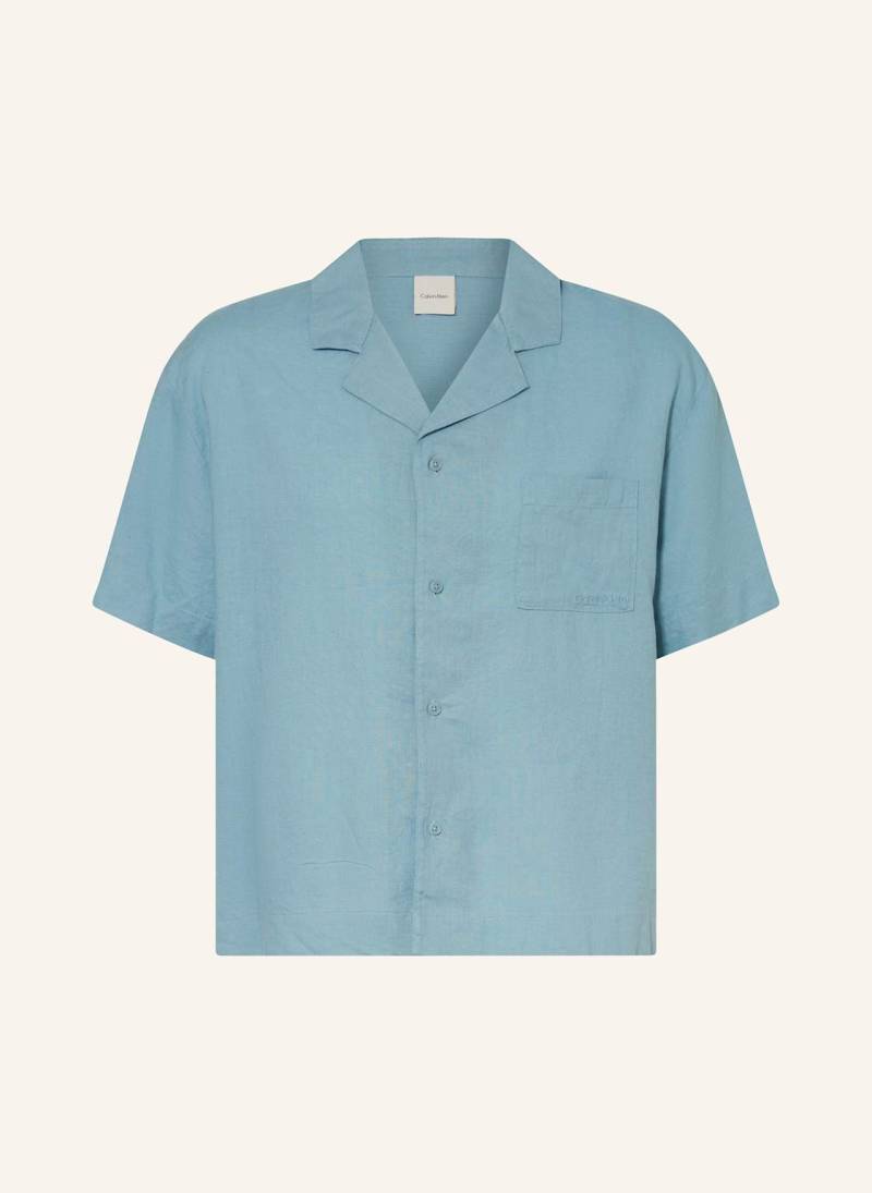 Calvin Klein Schlafshirt Linen Blend Mit Leinen blau von Calvin Klein