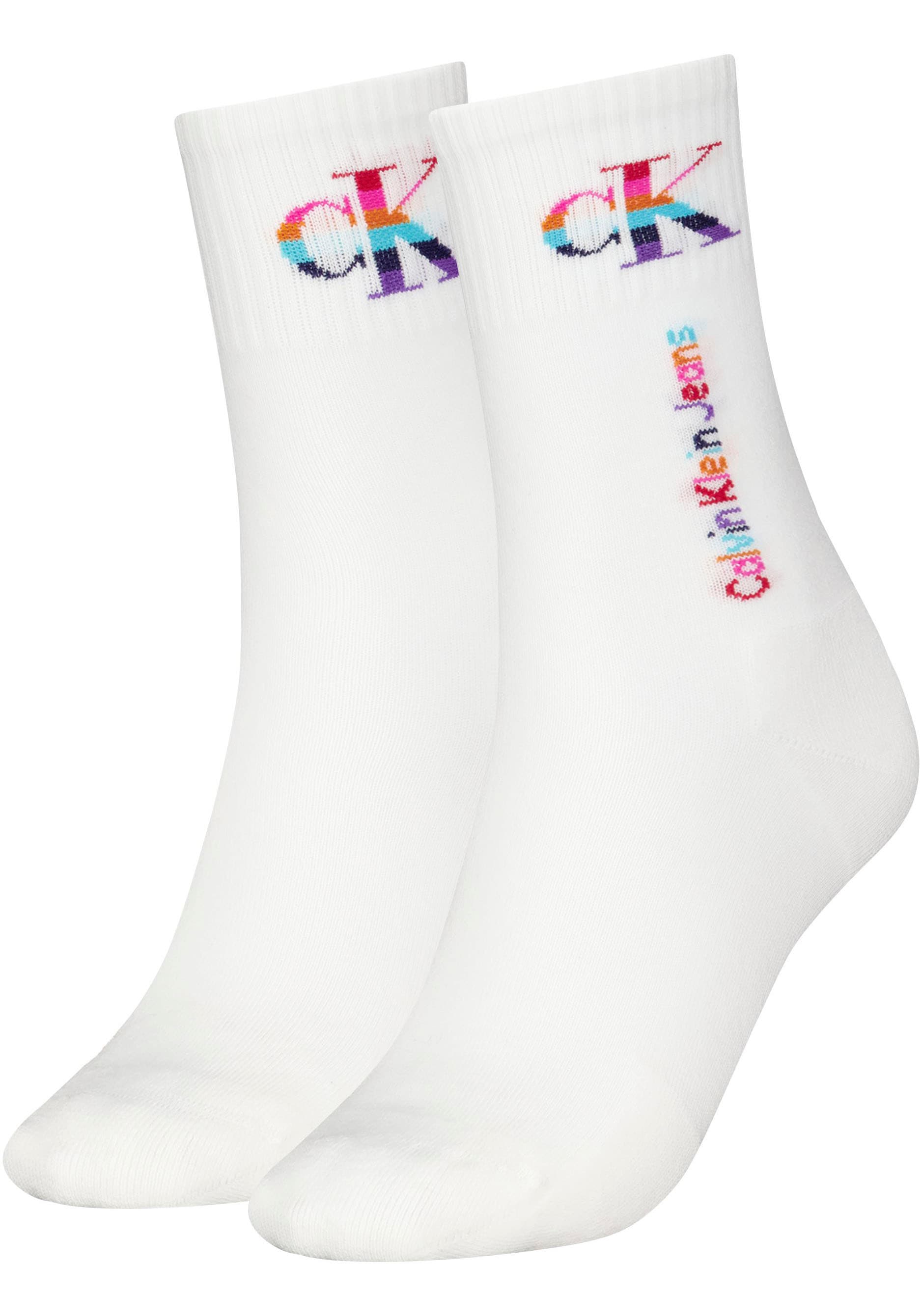 Calvin Klein Socken »CKJ WOMEN SOCKS PRIDE«, (Packung, 2 Paar), Regenbogen-Logo von Calvin Klein