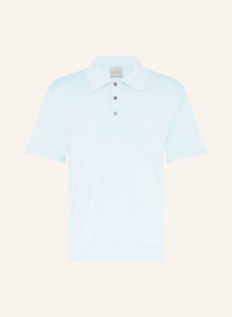 Calvin Klein Strick-Poloshirt blau von Calvin Klein