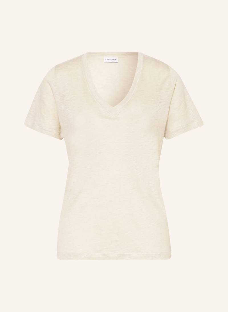 Calvin Klein T-Shirt Aus Leinen beige von Calvin Klein