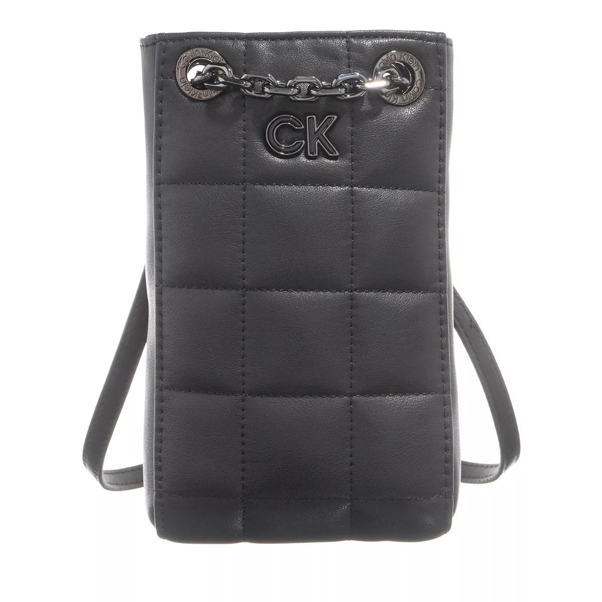 Calvin Klein Umhängetasche - Re-Lock Quilt Phone Crossbody - Gr. unisize - in Schwarz - für Damen von Calvin Klein