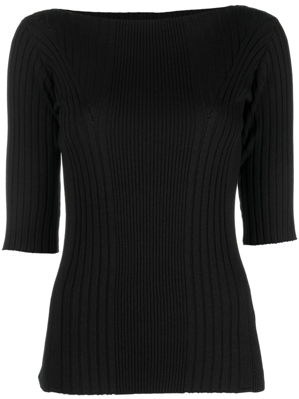 Calvin Klein boat-neck ribbed-knit top - Black von Calvin Klein