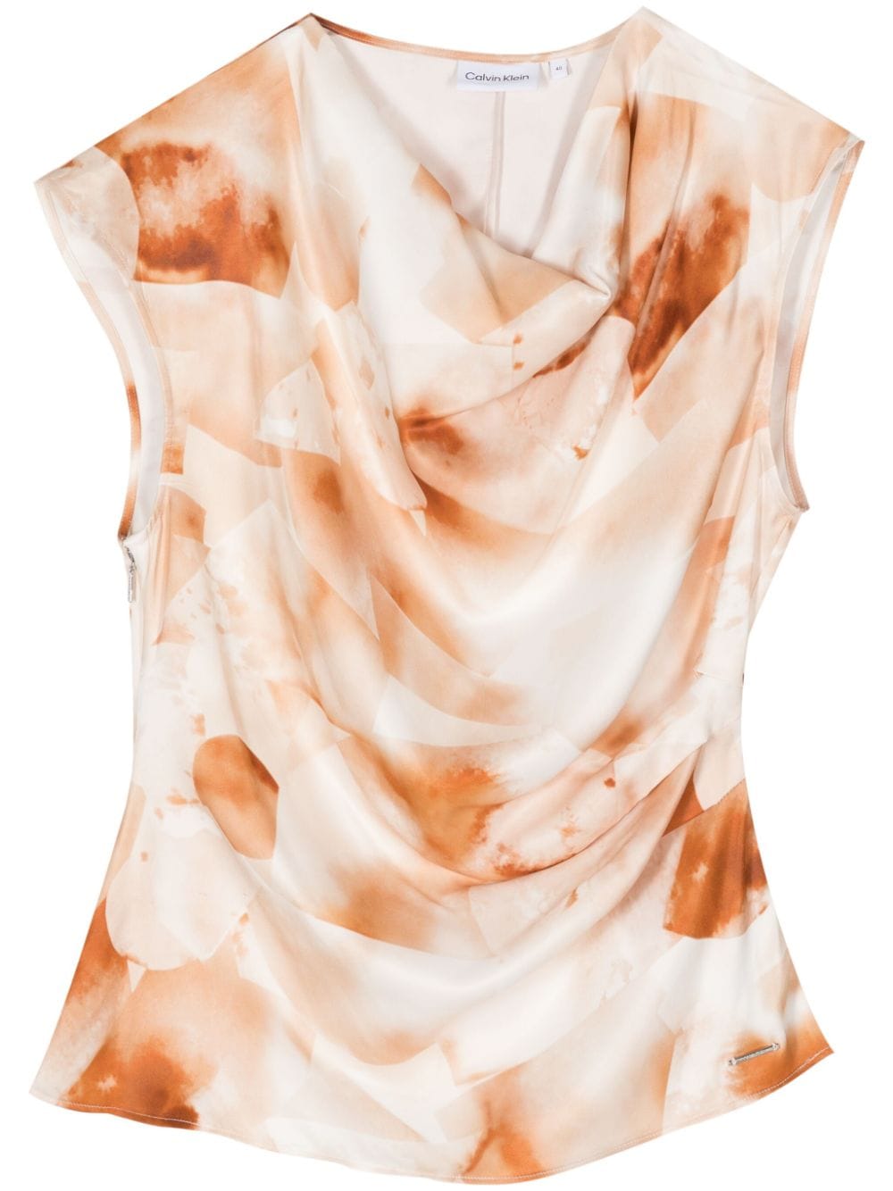 Calvin Klein collage-print satin blouse - Neutrals von Calvin Klein