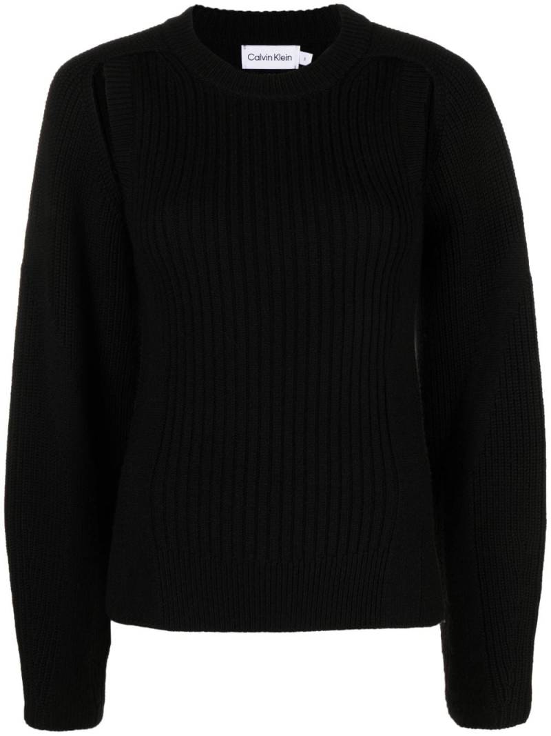 Calvin Klein cut-out ribbed wool jumper - Black von Calvin Klein