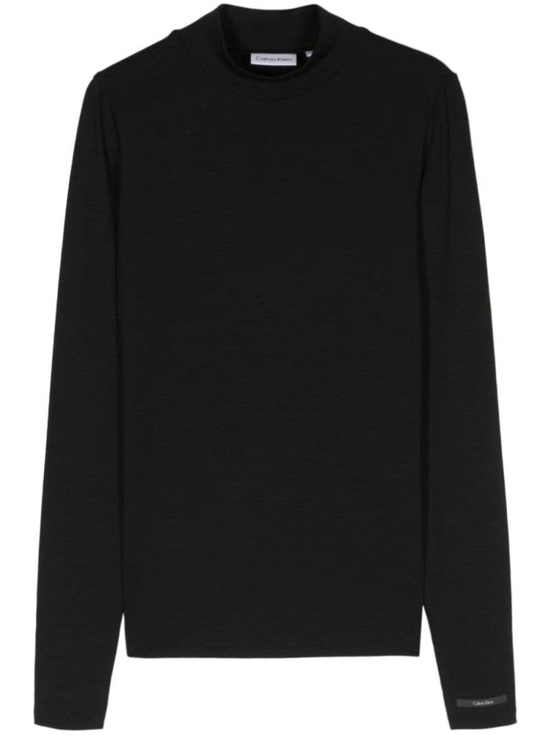 Calvin Klein fine-ribbed mock-neck top - Black von Calvin Klein