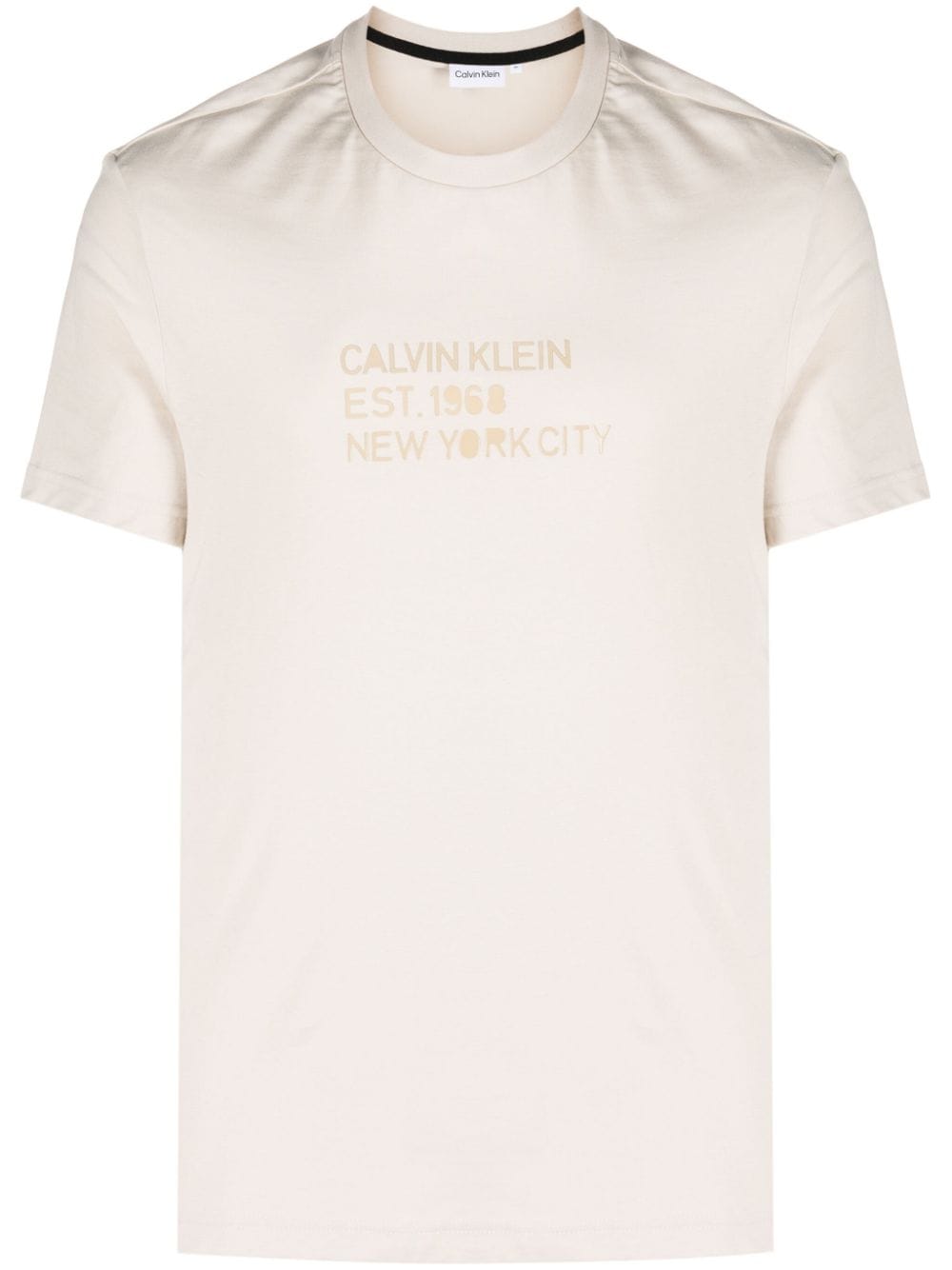 Calvin Klein flocked-logo cotton T-shirt - Neutrals von Calvin Klein