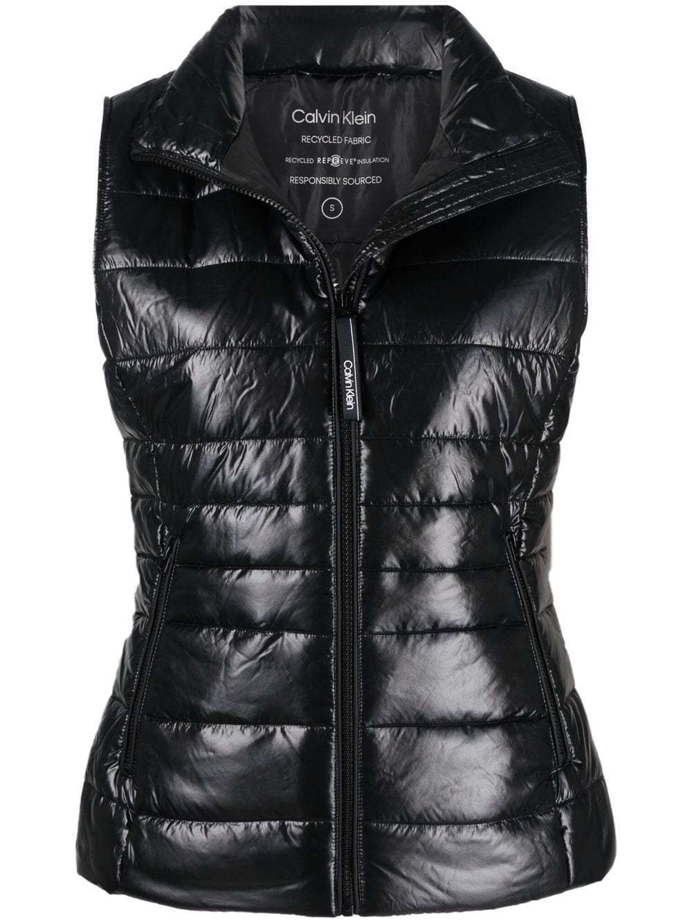 Calvin Klein high-shine padded gilet jacket - Black von Calvin Klein