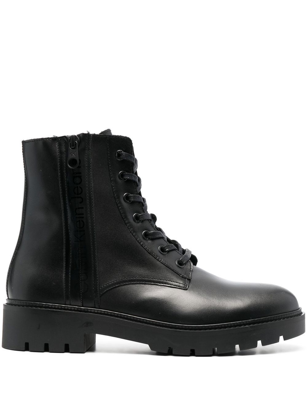 Calvin Klein lace-up leather combat boots - Black von Calvin Klein