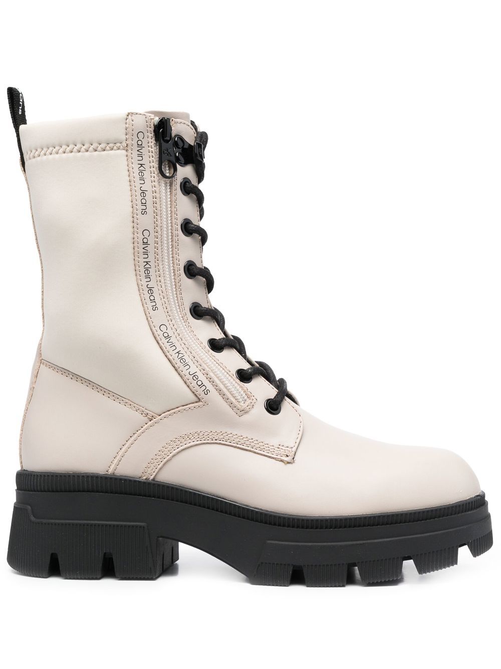 Calvin Klein lace-up leather combat boots - Neutrals von Calvin Klein