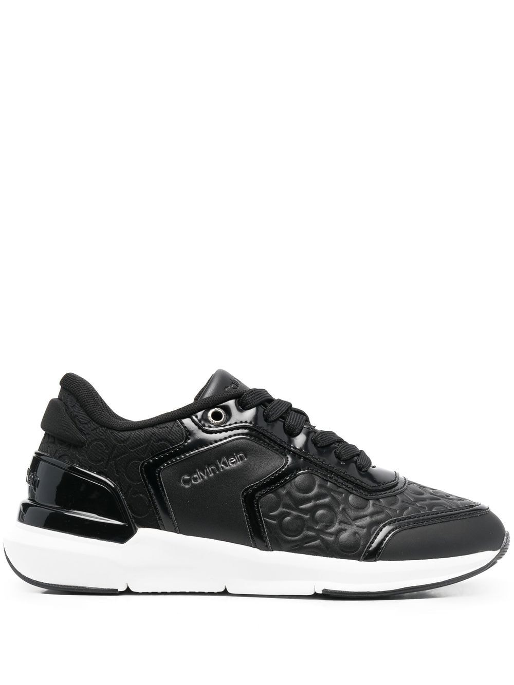 Calvin Klein leather monogram-pattern sneakers - Black von Calvin Klein