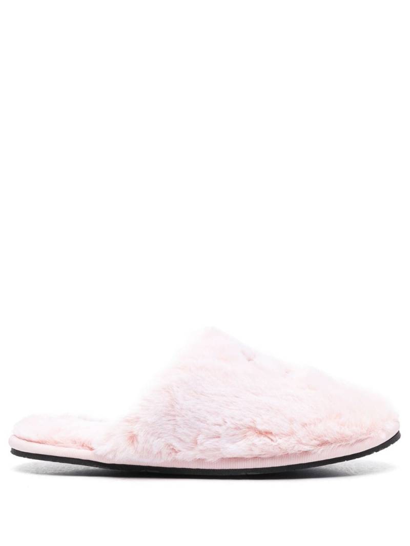 Calvin Klein logo appliqué faux-fur slippers - Pink von Calvin Klein