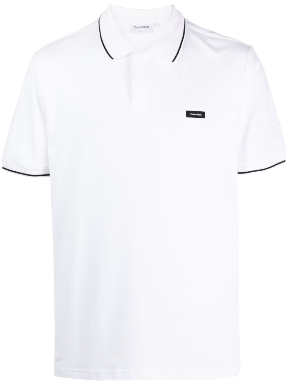 Calvin Klein logo-appliqué short-sleeve polo shirt - White von Calvin Klein