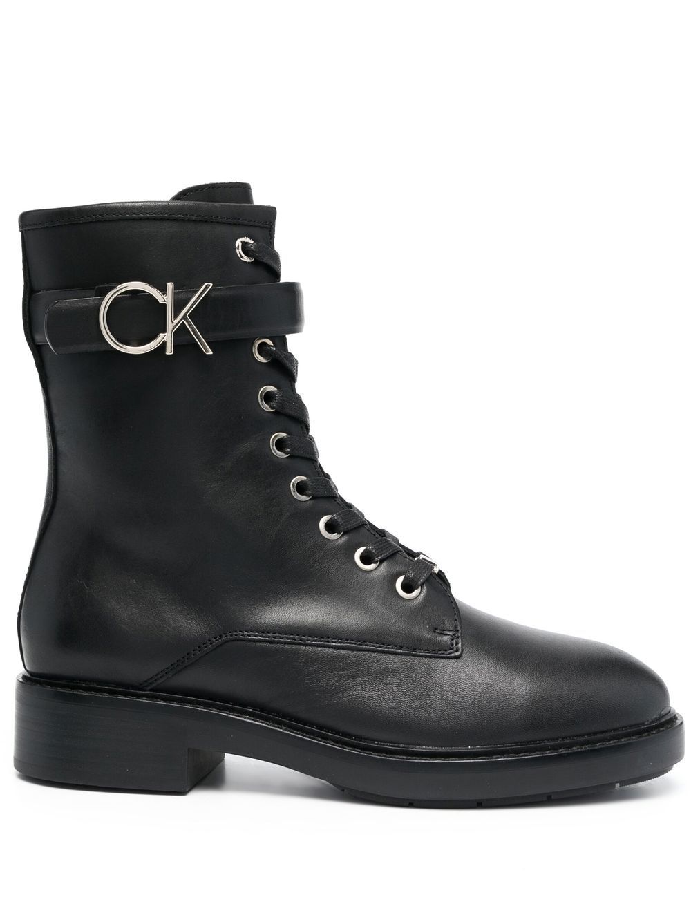 Calvin Klein logo-buckle combat boots - Black von Calvin Klein
