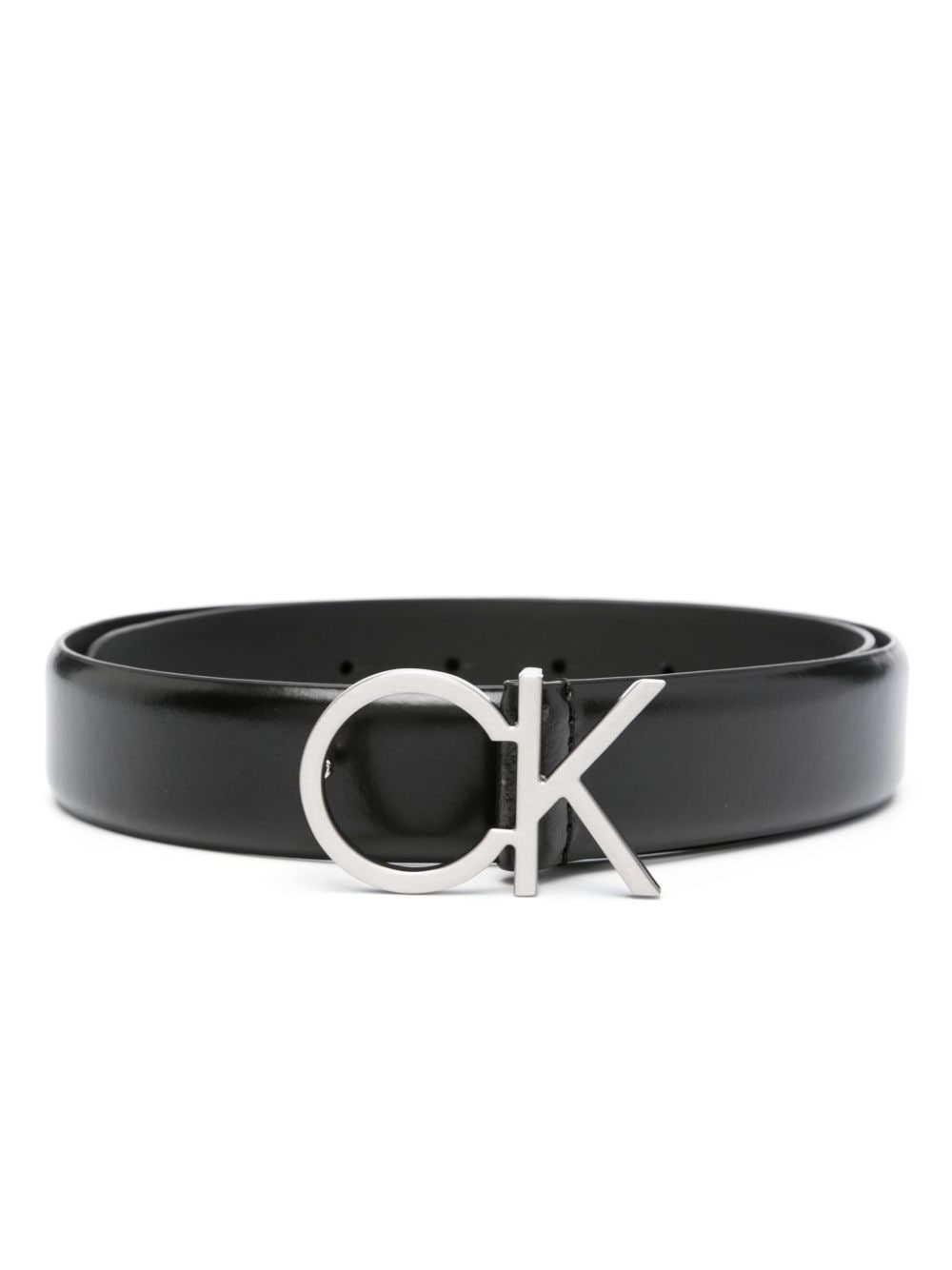 Calvin Klein logo-buckle leather belt - Black von Calvin Klein