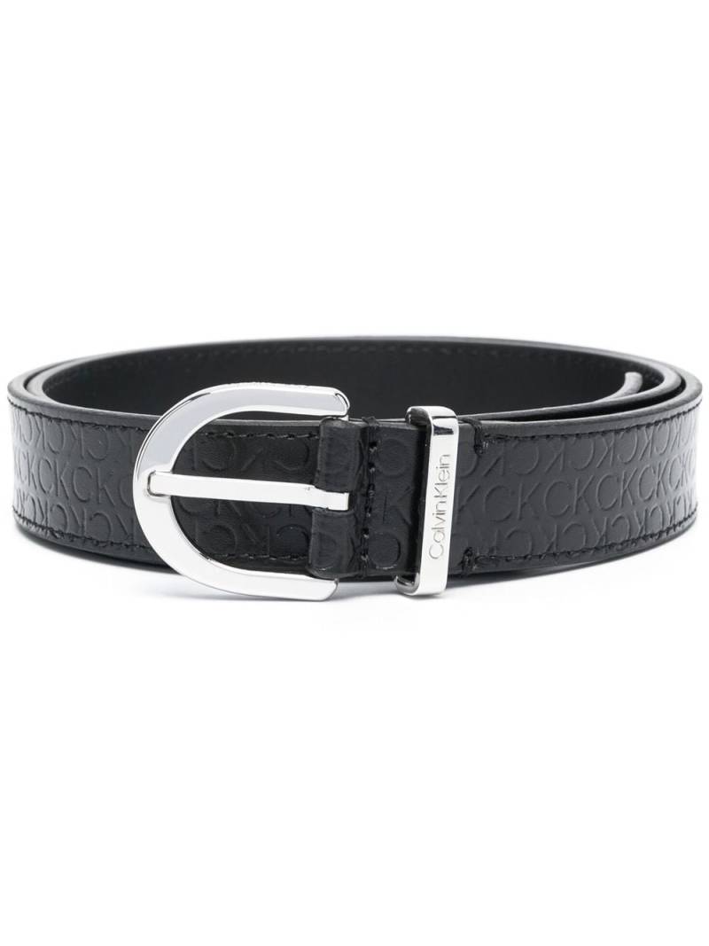 Calvin Klein logo-debossd leather belt - Black von Calvin Klein