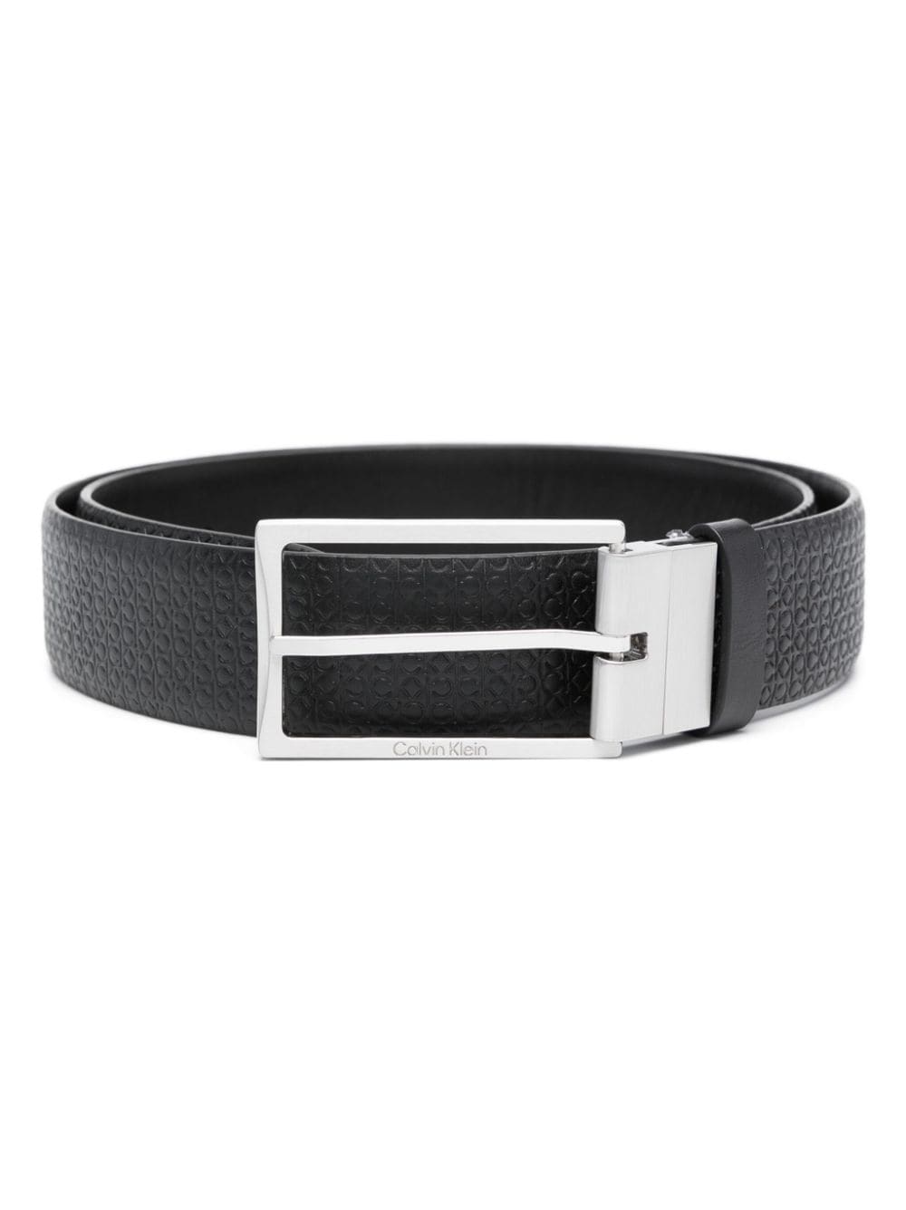 Calvin Klein logo-embossed leather belt - Black von Calvin Klein