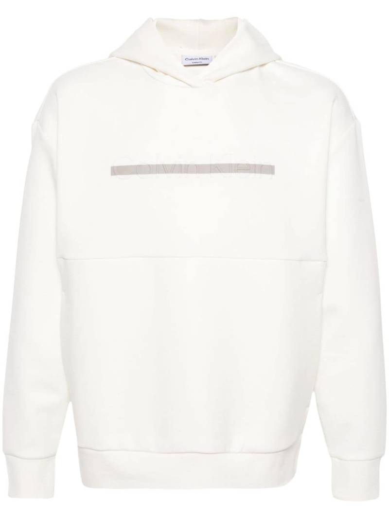 Calvin Klein logo-embossed stripe-detail hoodie - White von Calvin Klein