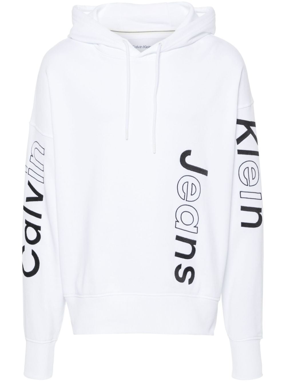 Calvin Klein logo-embroidered cotton hoodie - White von Calvin Klein