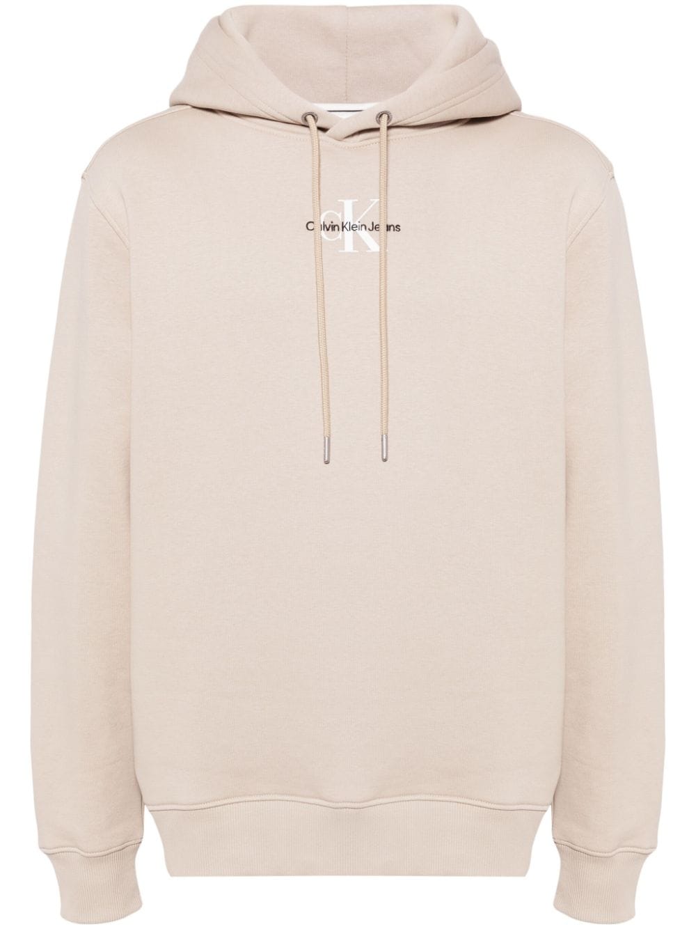 Calvin Klein logo-embroidered drawstring hoodie - Neutrals von Calvin Klein