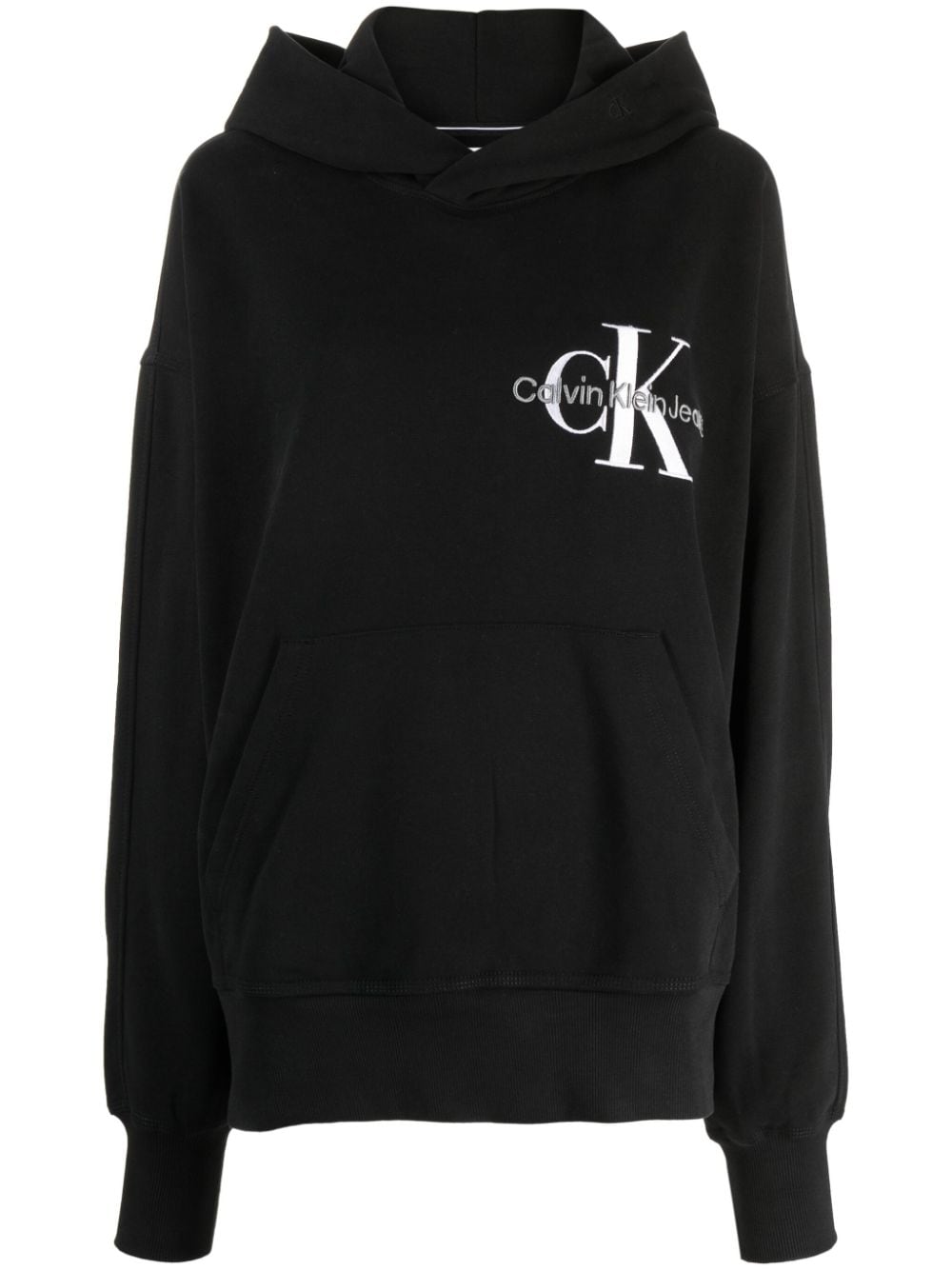 Calvin Klein logo-embroidered long-sleeve hoodie - Black von Calvin Klein