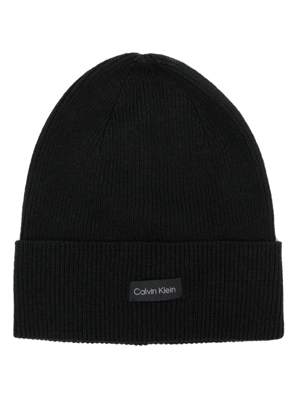 Calvin Klein logo-appliqué beanie - Black von Calvin Klein