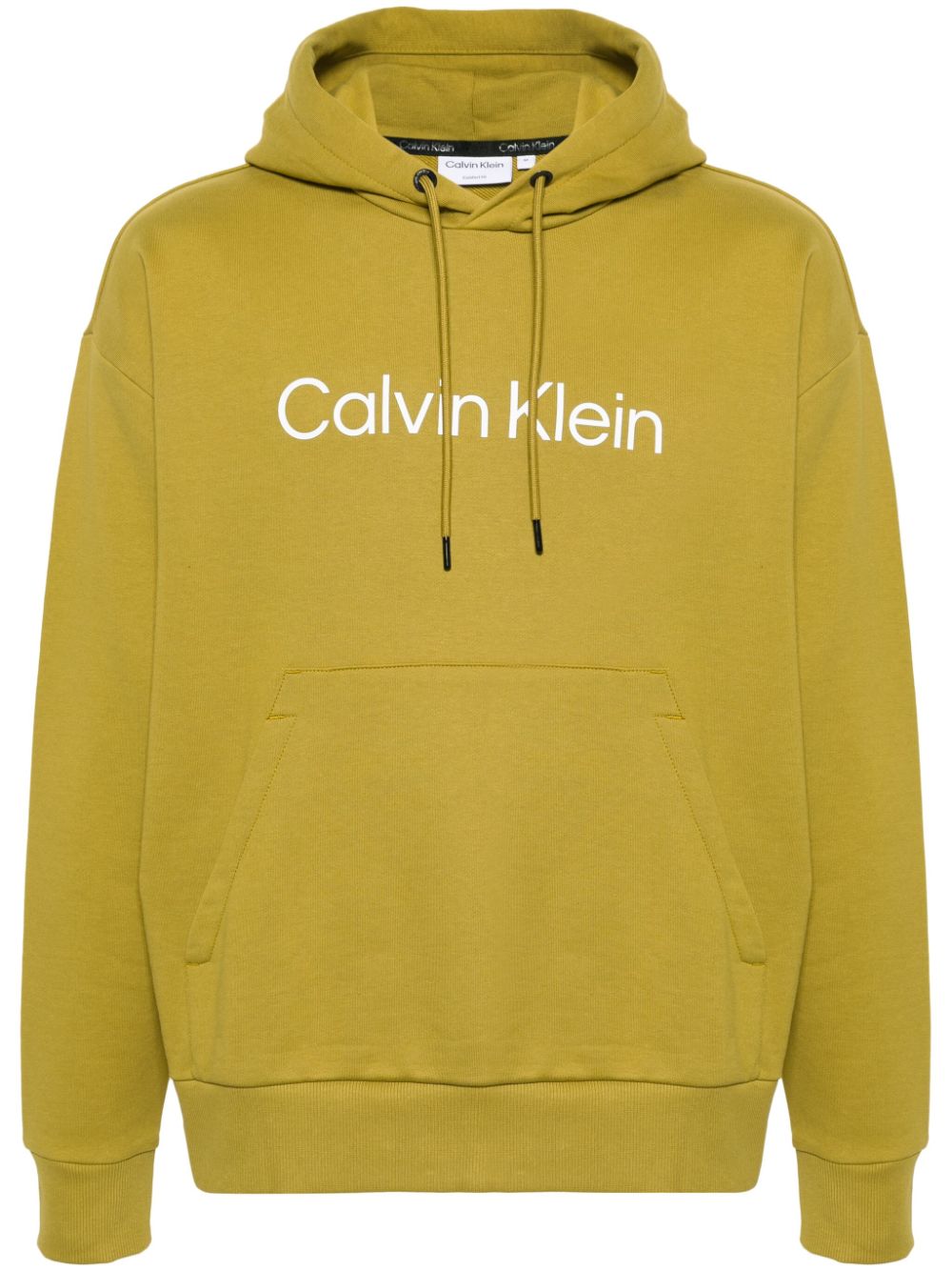 Calvin Klein logo-lettering cotton hoodie - Green von Calvin Klein