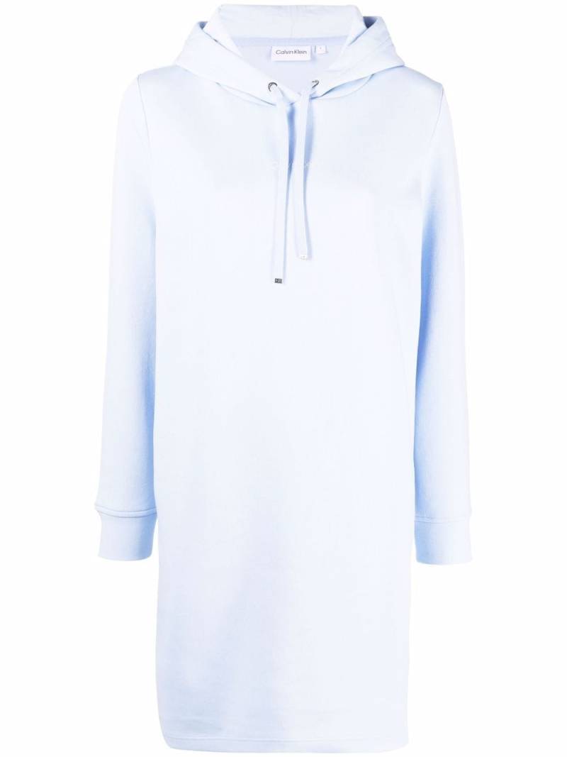 Calvin Klein logo-lettering short hoodie dress - Blue von Calvin Klein