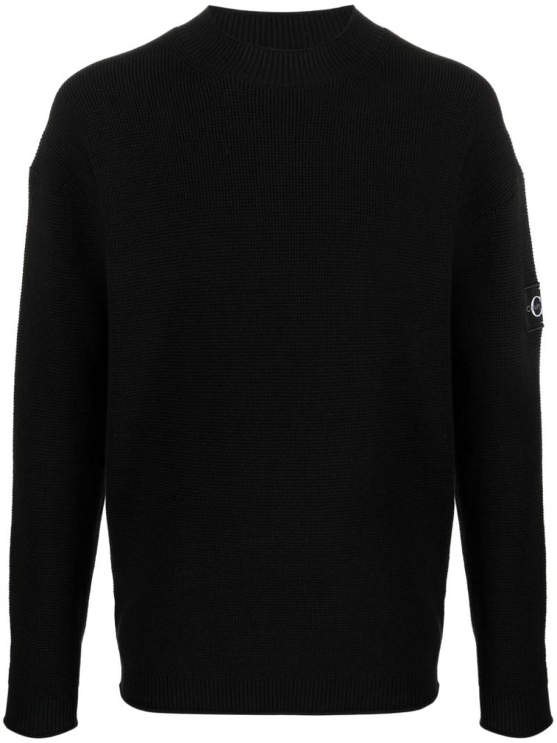 Calvin Klein logo-patch cotton jumper - Black von Calvin Klein