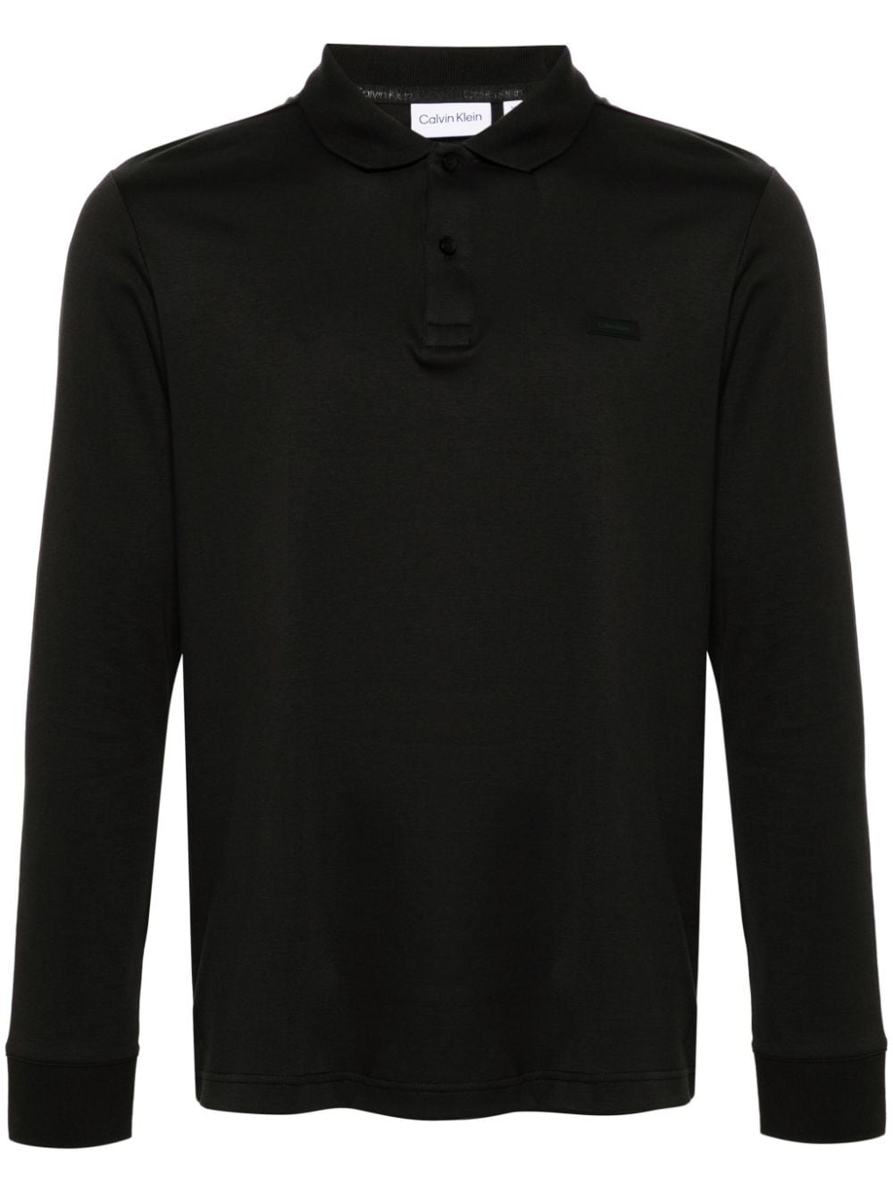 Calvin Klein logo-patch cotton polo shirt - Black von Calvin Klein