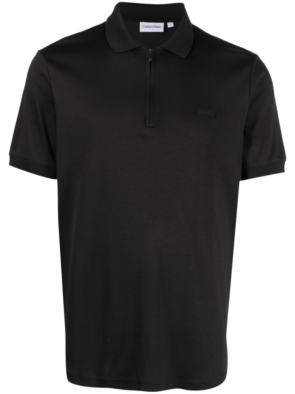 Calvin Klein logo-patch zip-up polo shirt - Black von Calvin Klein