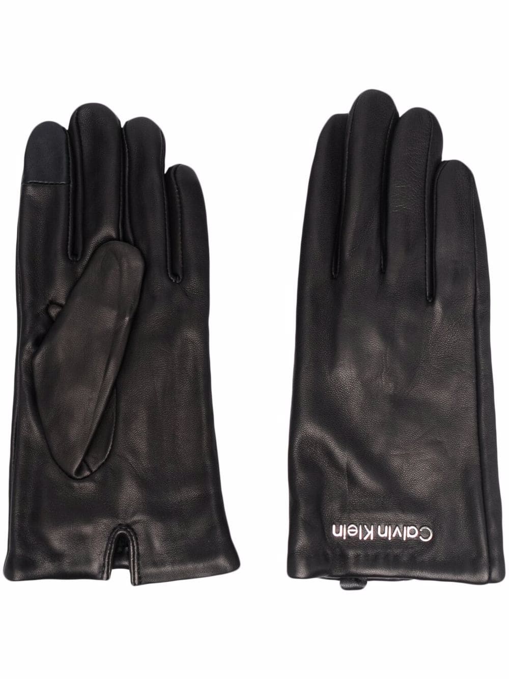 Calvin Klein logo-plaque gloves - Black von Calvin Klein